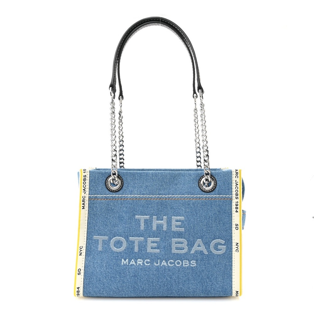 MARC JACOBS Denim Canvas Small Chain Bag Blue Light Wash
